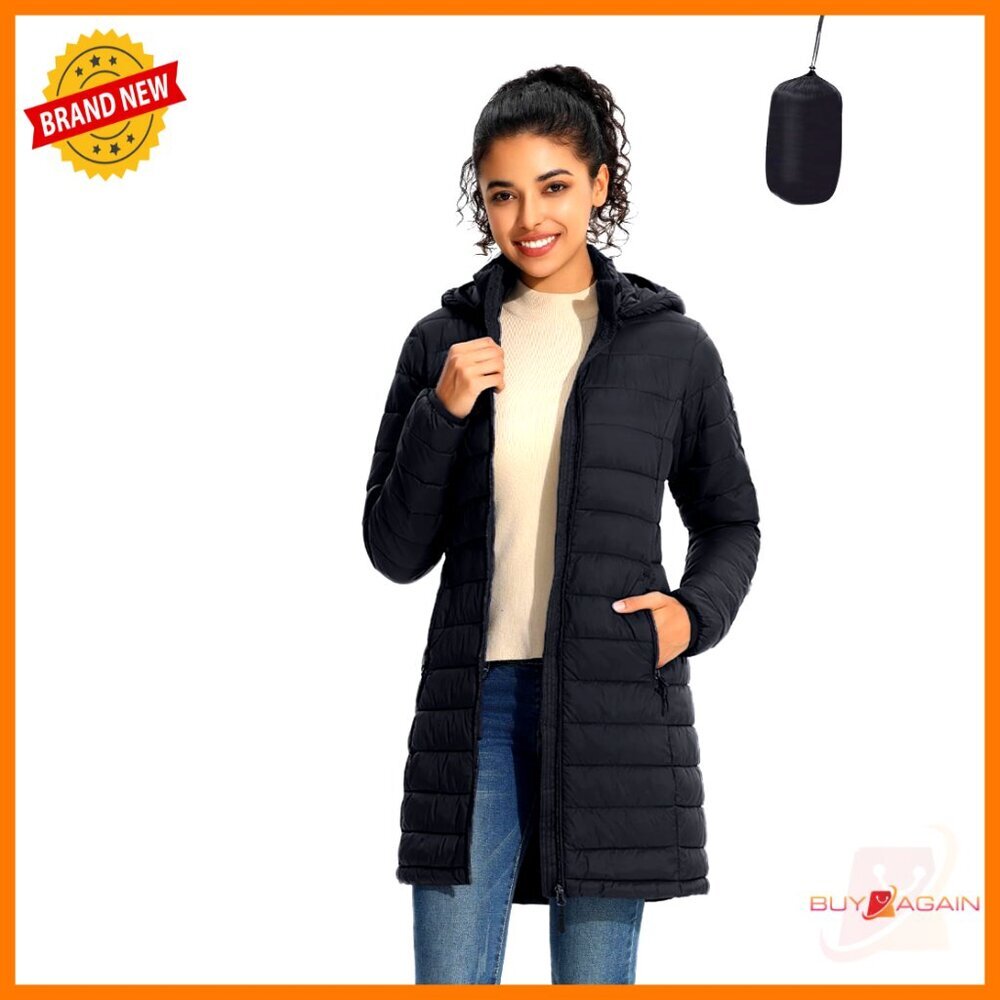 Lightweight Packable Puffer Coat Detachable Hood Slim Fit Winter Jacket